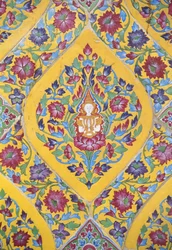 Thailand, Wat Rachabophit, buddhistischer Tempel, bunte Fliesendetail